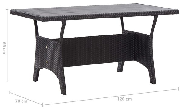 Fekete polyrattan kerti asztal 120 x 70 x 66 cm
