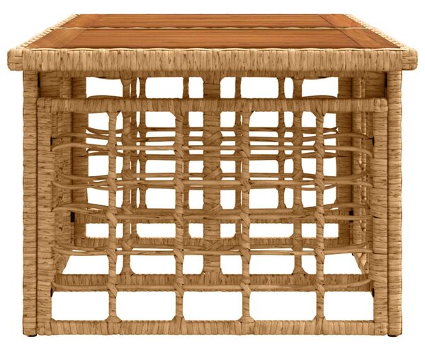 Kerti Asztal Természetes 100 x 55 x 37 cm PE Rattan és Üveg