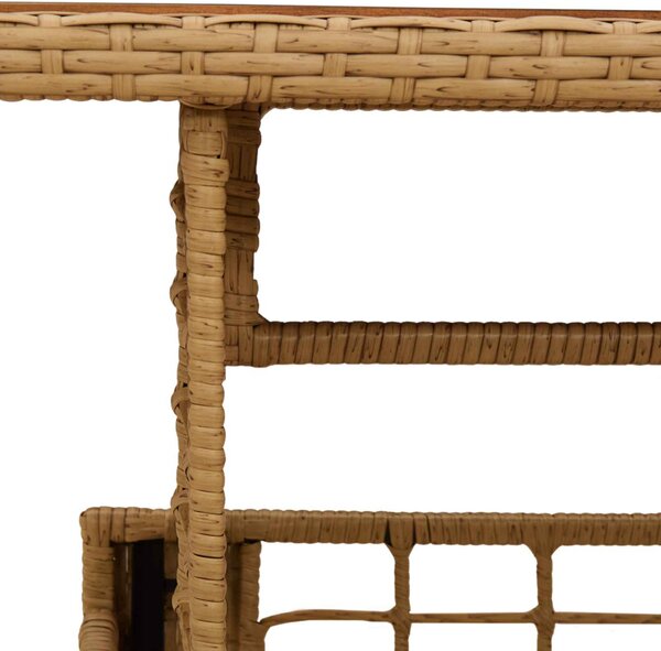 Kerti Asztal Természetes 100 x 55 x 37 cm PE Rattan és Üveg