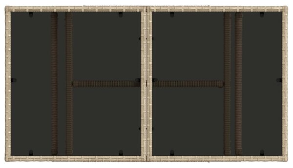 Kerti Asztal Bézs 100 x 55 x 37 cm PE Rattan és Üveg