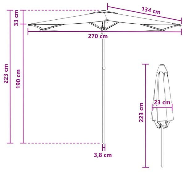 Kerti napernyő 270 x 270 cm Poliészter Négyszögletes