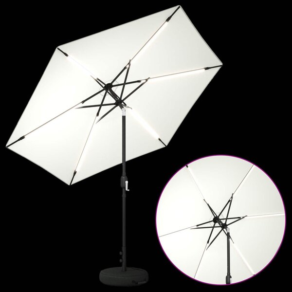 VidaXL Kerti napernyő LED világítással és talppal 270 x 270 cm