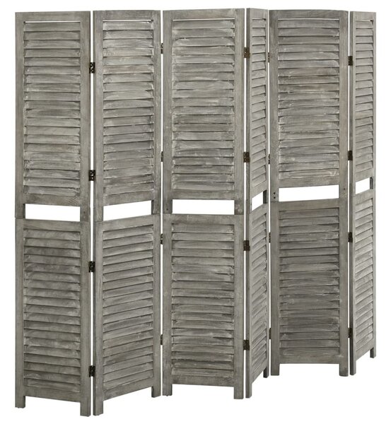Szürke 6 paneles tömör faparaván 214 x 166 cm