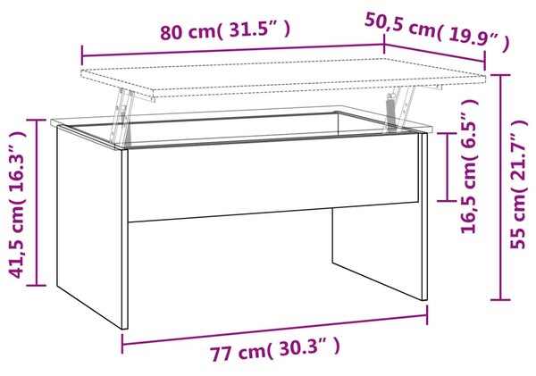 Betonszürke szerelt fa dohányzóasztal 80 x 50,5 x 41,5 cm