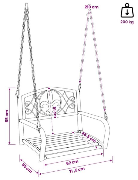 VidaXL Hinta Pad Acél 71,5 x 59 x 55 cm Antik fehér