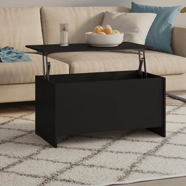 Fekete szerelt fa dohányzóasztal 102 x 55,5 x 52,5 cm