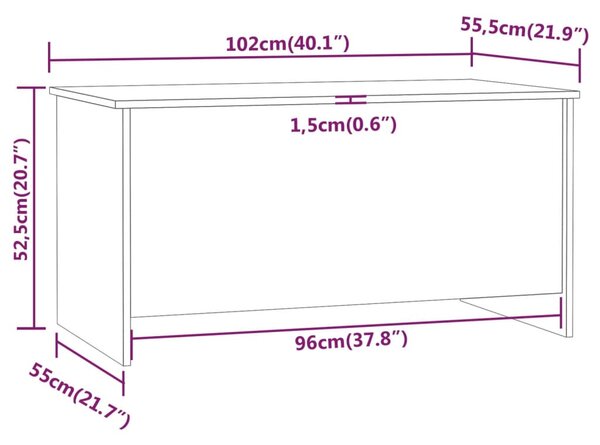 Fekete szerelt fa dohányzóasztal 102 x 55,5 x 52,5 cm