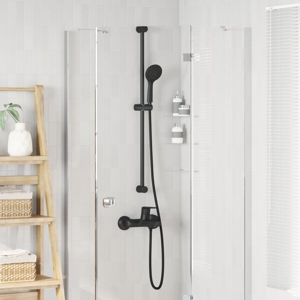 Zuhanyfej Készlet Fekete 150 cm Rozsdamentes Acél