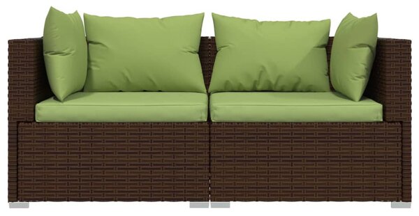 3 részes barna polyrattan kerti ülőgarnitúra párnával