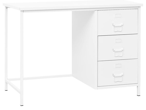 Fehér acél ipari stílusú íróasztal fiókokkal 105 x 52 x 75 cm