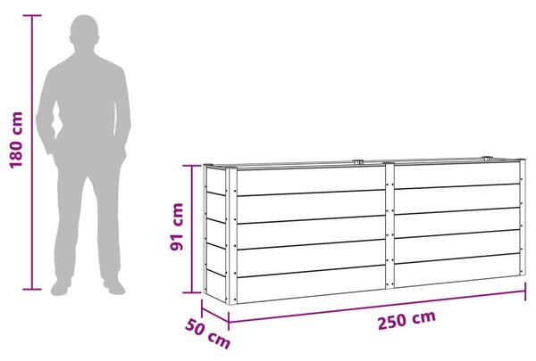 VidaXL Kerti magaságyás Barna 250 x 50 x 91 cm