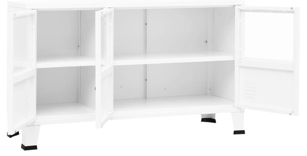 Fehér fém és üveg tálalószekrény 105 x 35 x 62 cm
