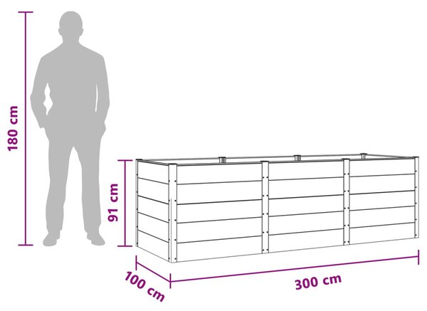 VidaXL Kerti magaságyás Fekete 300 x 100 x 91 cm