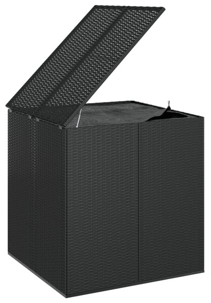 Fekete polyrattan kerti párnatartó doboz 100 x 97,5 x 104 cm