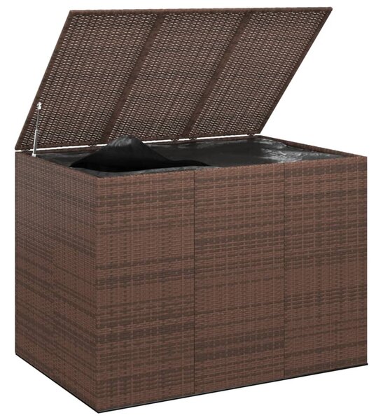 Barna polyrattan kerti párnatartó doboz 145 x 100 x 103 cm