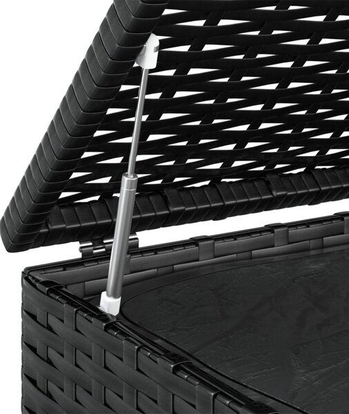 Fekete polyrattan kerti párnatartó doboz 100 x 97,5 x 104 cm