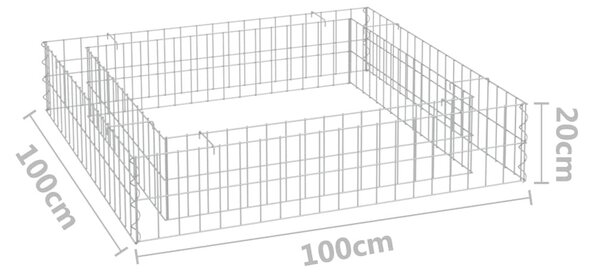 Horganyzott acél gabion magaságyás 100 x 100 x 20 cm