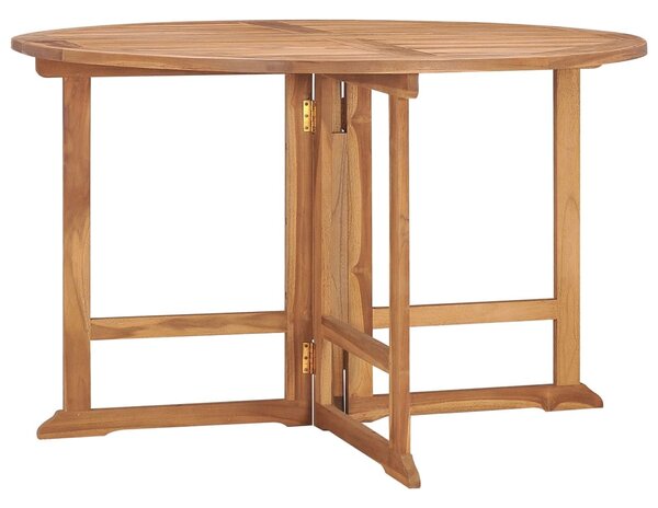Összecsukható tömör tíkfa kerti étkezőasztal Ø110 x 75 cm