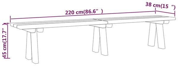 Impregnált tömör fenyőfa kerti pad 220 cm