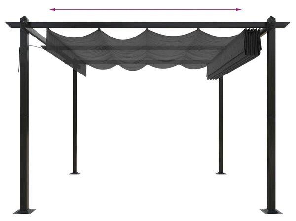Antracitszürke kerti pavilon behúzható tetővel 3 x 3 m