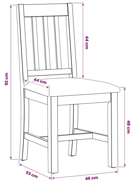 Étkezőszék VENLO 2 pcs Tömör Tölgyfa Bézs 45 x 53 x 92 cm