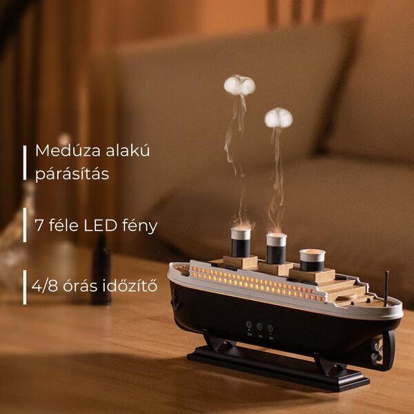 Hajó Alakú LED Aroma Diffúzor Medúza alakú Párakibocsájtással