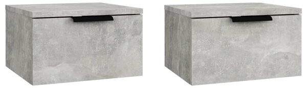 2 db betonszürke falra szerelhető éjjeliszekrény 34x30x20 cm