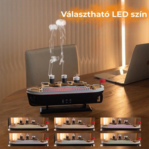 Hajó Alakú LED Aroma Diffúzor Medúza alakú Párakibocsájtással