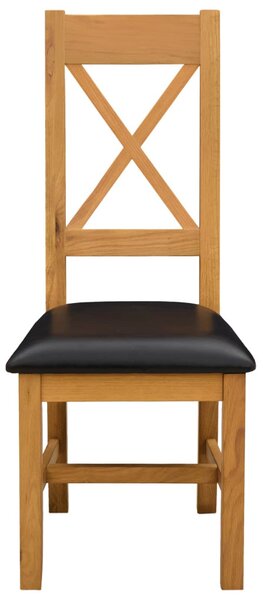 Étkezőszék 2 pcs Tömör Tölgyfa Fekete 45 x 54 x 105 cm