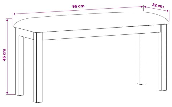 Étkező pad 95 x 32 x 45 cm Tömör Tölgyfa Szürke