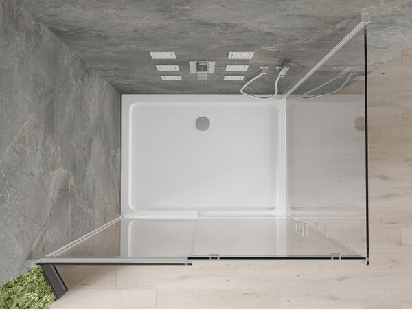 Mexen Omega tolóajtós zuhanykabin 100 x 80 cm, átlátszó, króm + Flat zuhanytálca - 825-100-080-01-00-4010