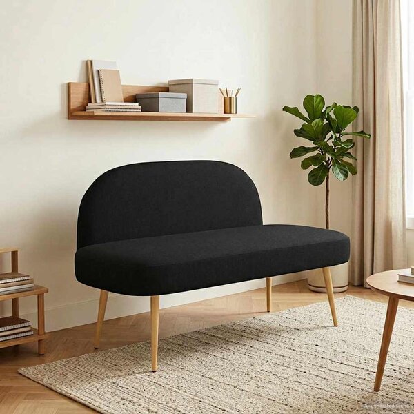 VidaXL Kárpitozott pad háttámlával Fekete 110 x 60 x 76 cm Poliészter