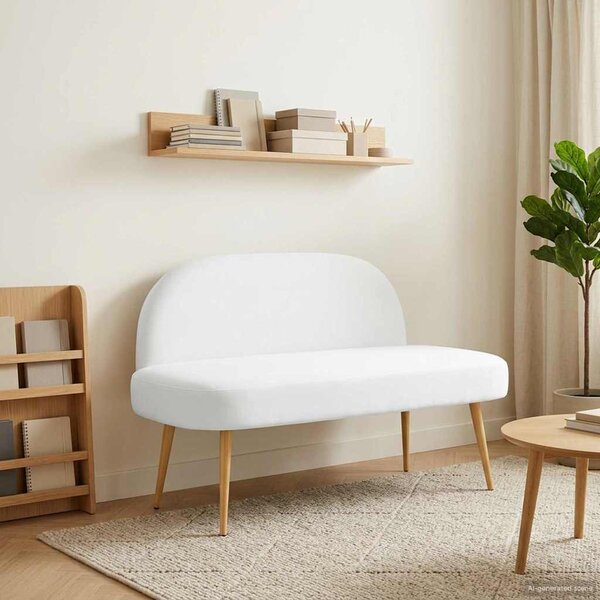 VidaXL Kárpitozott pad háttámlával Fehér 110 x 60 x 76 cm Poliészter