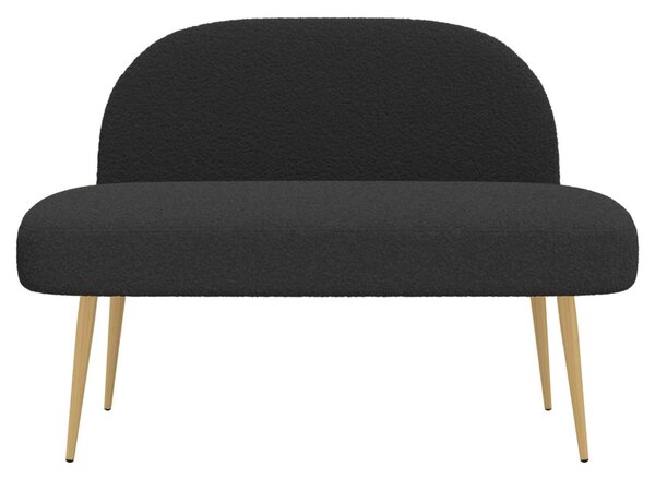 Kárpitozott pad háttámlával Fekete 110 x 60 x 76 cm Bouclé