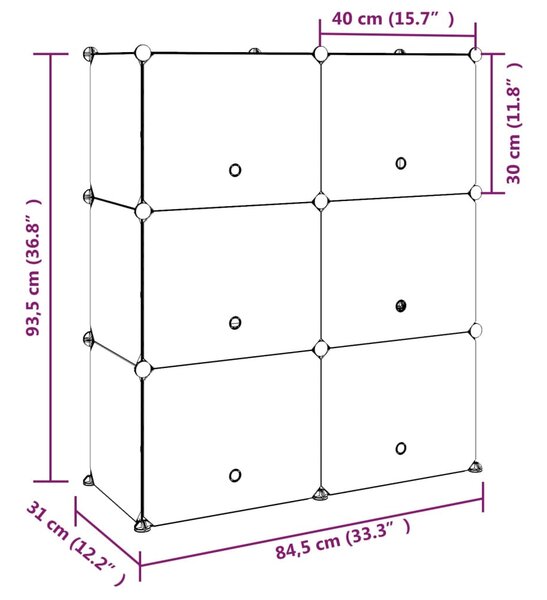 Fekete polipropilén cipőtartó 84,5 x 31 x 93,5 cm