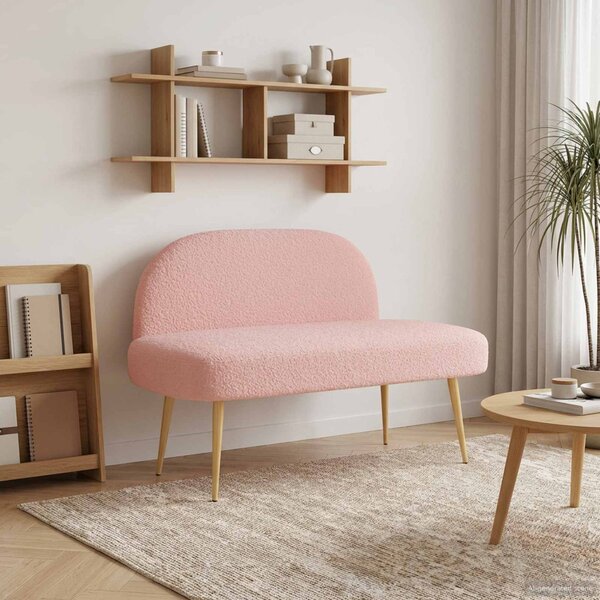 VidaXL Kárpitozott pad háttámlával Rózsaszín 110 x 60 x 76 cm Bouclé