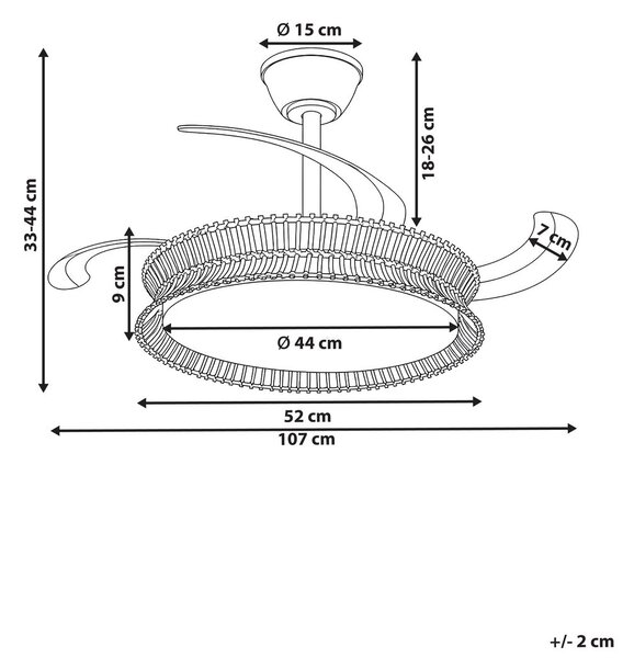 Mennyezeti ventilátor világítással OLETA Távirányítóval LED Fehér