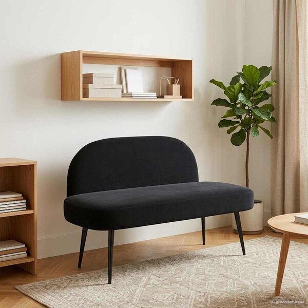 Kárpitozott pad háttámlával Fekete 110 x 60 x 76 cm Bársony