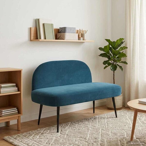 VidaXL Kárpitozott pad háttámlával Kék 110 x 60 x 76 cm Bársony