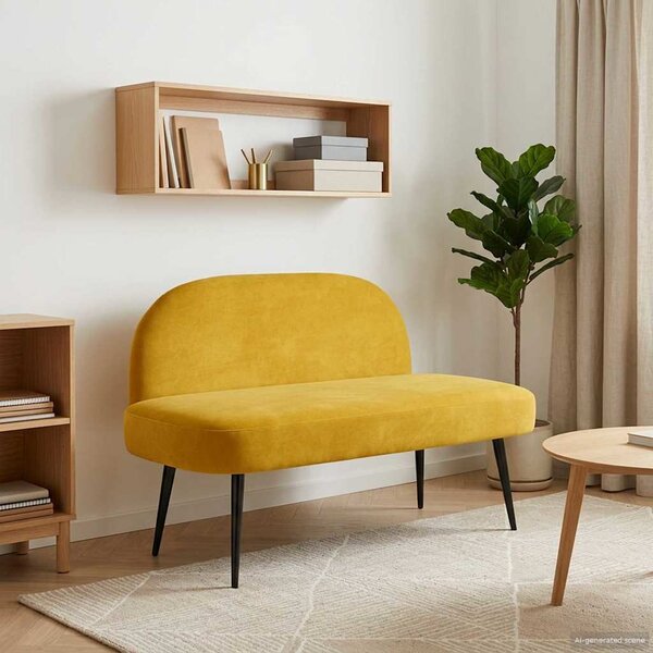 VidaXL Kárpitozott pad háttámlával Sárga 110 x 60 x 76 cm Bársony