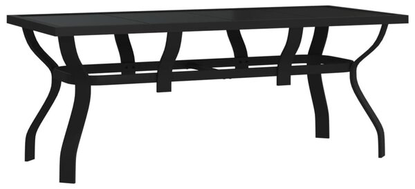 Fekete acél és üveg kerti asztal 180 x 80 x 70 cm