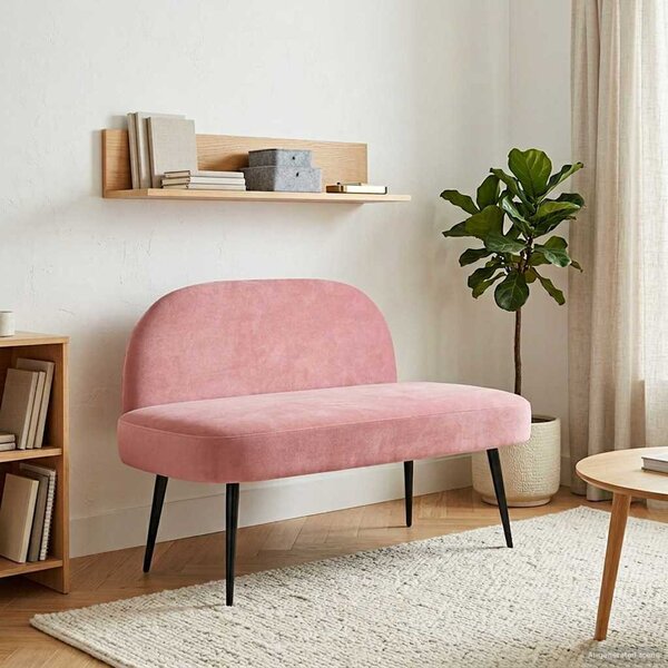 VidaXL Kárpitozott pad háttámlával Rózsaszín 110 x 60 x 76 cm Bársony