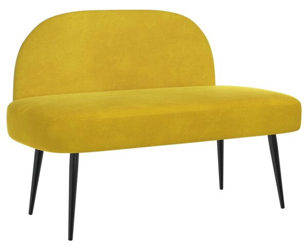 VidaXL Kárpitozott pad háttámlával Sárga 110 x 60 x 76 cm Bársony