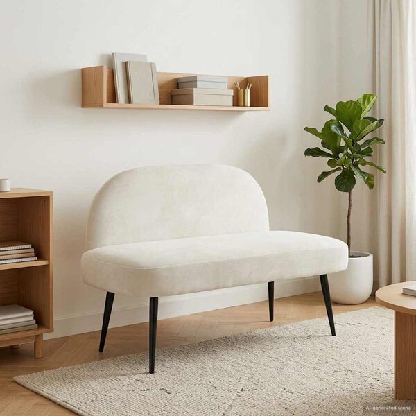 VidaXL Kárpitozott pad háttámlával Krémszínű 110 x 60 x 76 cm Bársony