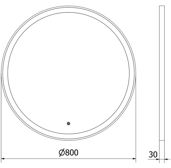 Mexen Esso kerek LED háttérvilágítású fürdőszobai tükör 80cm 6000K páramentes fűtőbetét fekete keret 9825-080-080-611-70