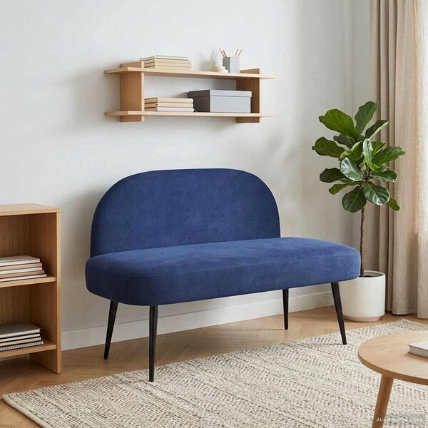 VidaXL Kárpitozott pad háttámlával Rendőrségi kék 110 x 60 x 76 cm