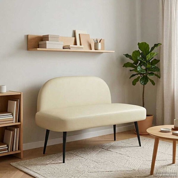 VidaXL Kárpitozott pad háttámlával Krémszínű 110 x 60 x 76 cm Műbőr