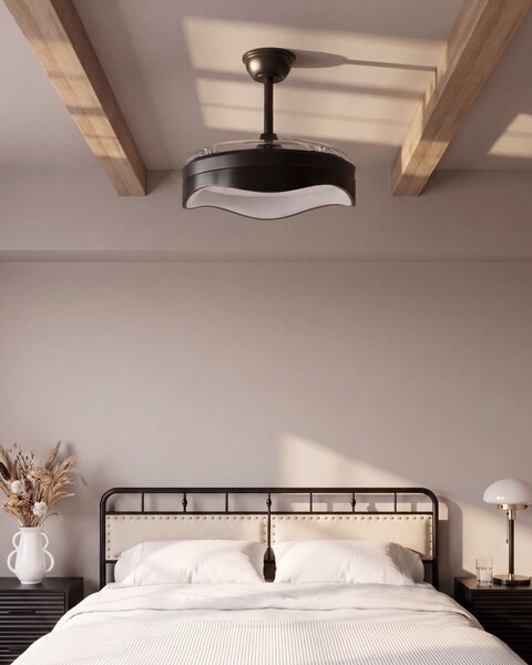 Mennyezeti ventilátor világítással ETONIA Távirányítóval LED Fekete