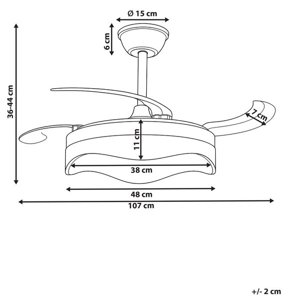 Mennyezeti ventilátor világítással ETONIA Távirányítóval LED Fekete