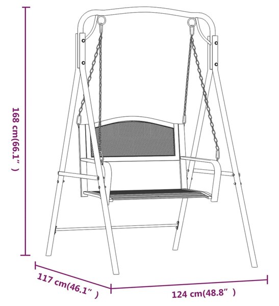 Fekete acél hintapad 124 cm
